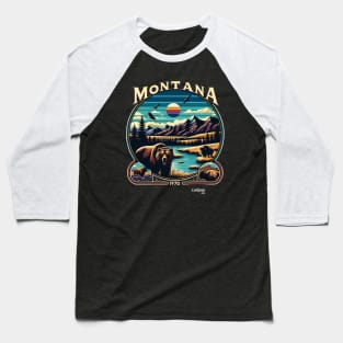 Montana's Majestic Wilds: Big Sky - American Vintage Retro style USA State Baseball T-Shirt